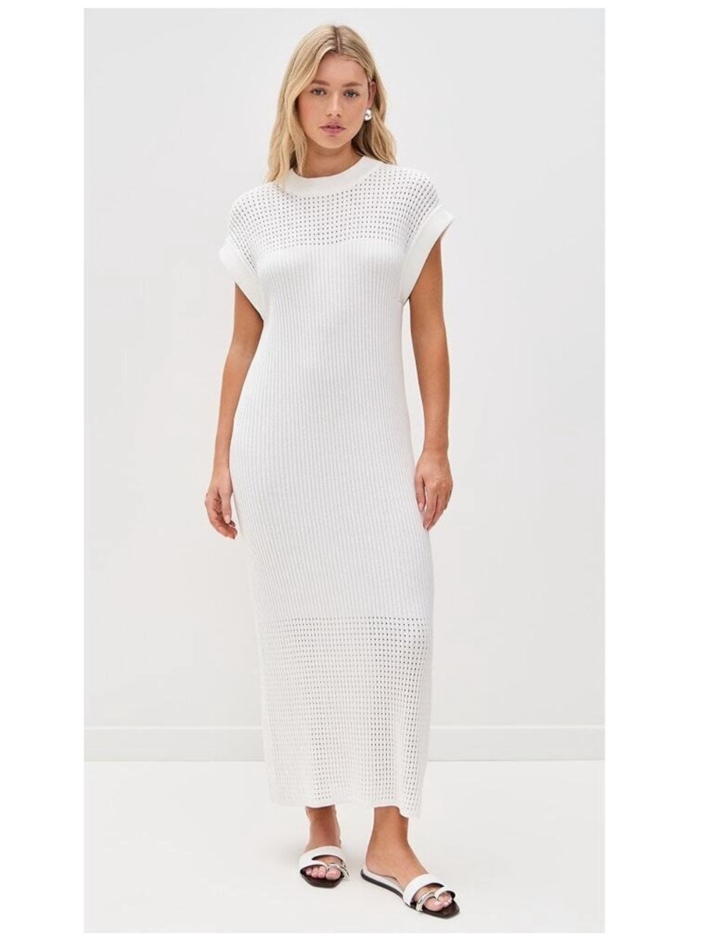 NWT Varley Cheston Knit Maxi Dress Ribbed Cap Sleeve Travel Minimalist Chic